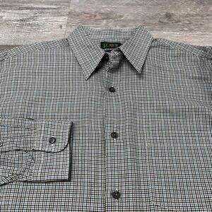 Vintage 90s J Crew Blue Gray‎ Plaid Mens M Long Sleeve Button Shirt Oarsman Tag